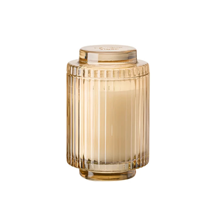 11oz Ribbed Glass<br>Candle with Lid<br>Vanilla Bomb