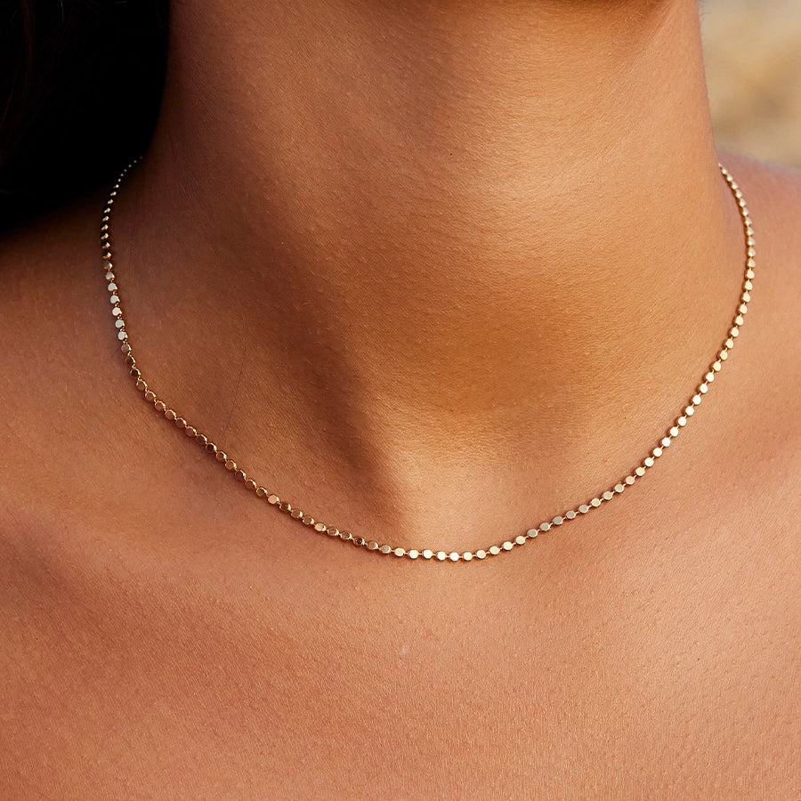 Trendy Gold Flat Beaded Necklace