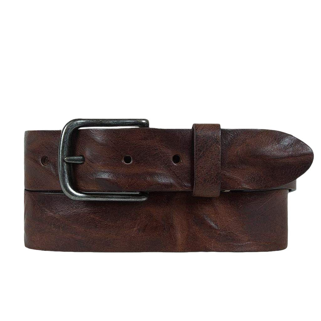 Brown Leather Belt with Silver Buckle