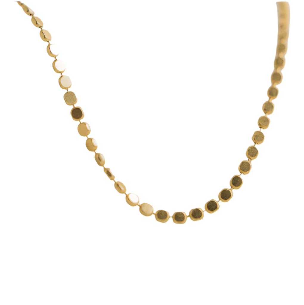 Trendy Gold Flat Beaded Necklace