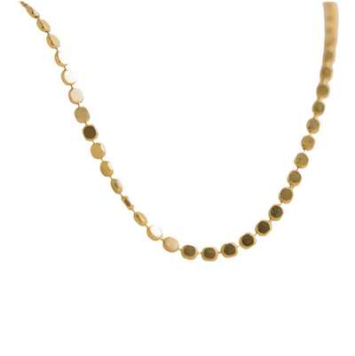 Trendy Gold Flat Beaded Necklace