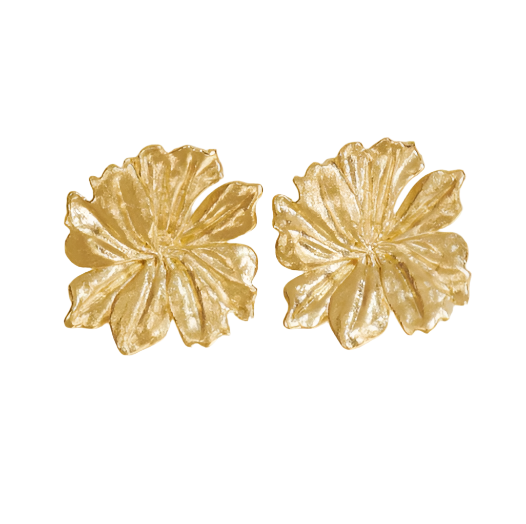Large Matte Gold Flower Earrings