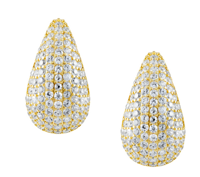 Gold CZ Raindrop Earring