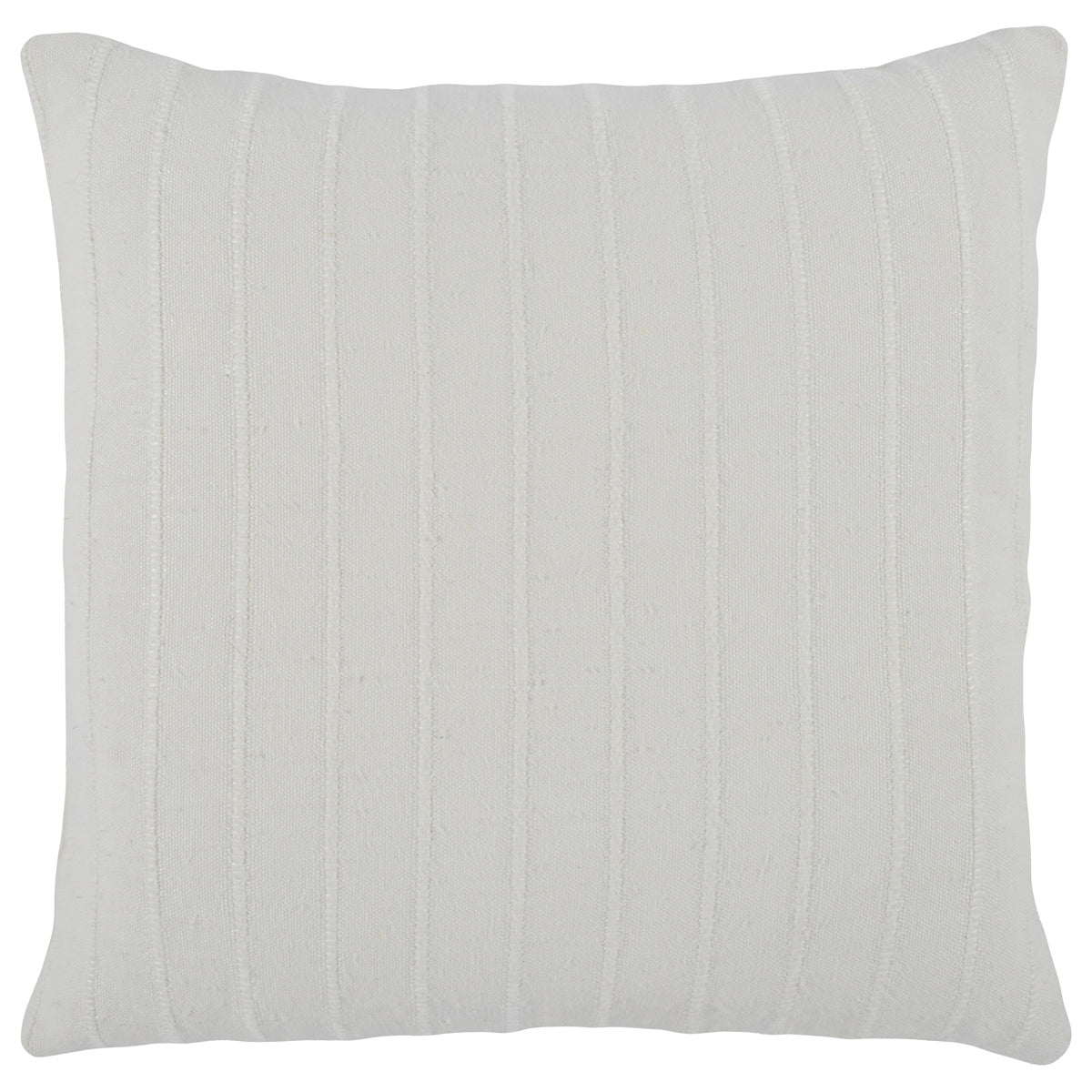 White Square Pillow with Woven Stripe Design